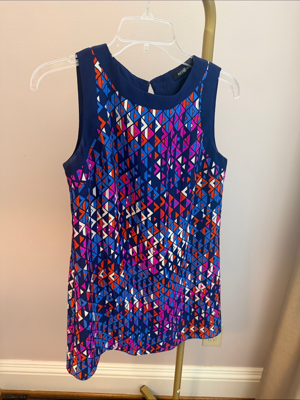 Alice & Trixie Navy Multicolor Geometric Mini Dress